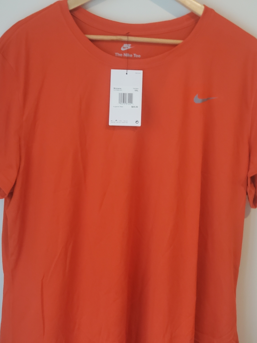 Nike Orange Short-Sleeve Performance Tee with Silver Swoosh